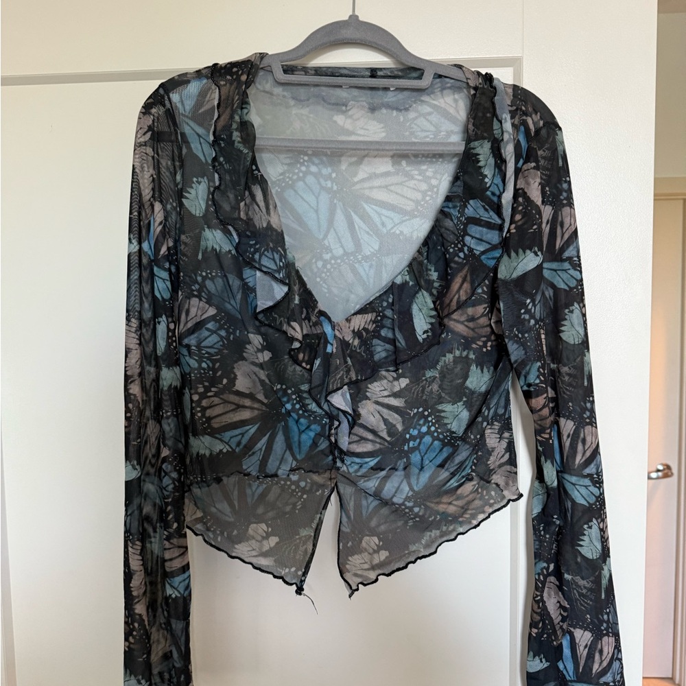 Pull&Bear Sheer Top with Pattern